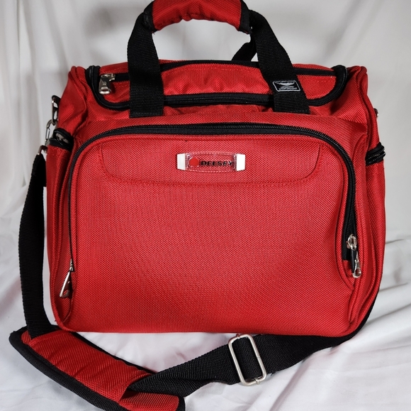 Delsey Carry-On Weekender Travel Duffle Bag w/ Strap Red/Black/Blue 2 available. - Picture 3 of 13